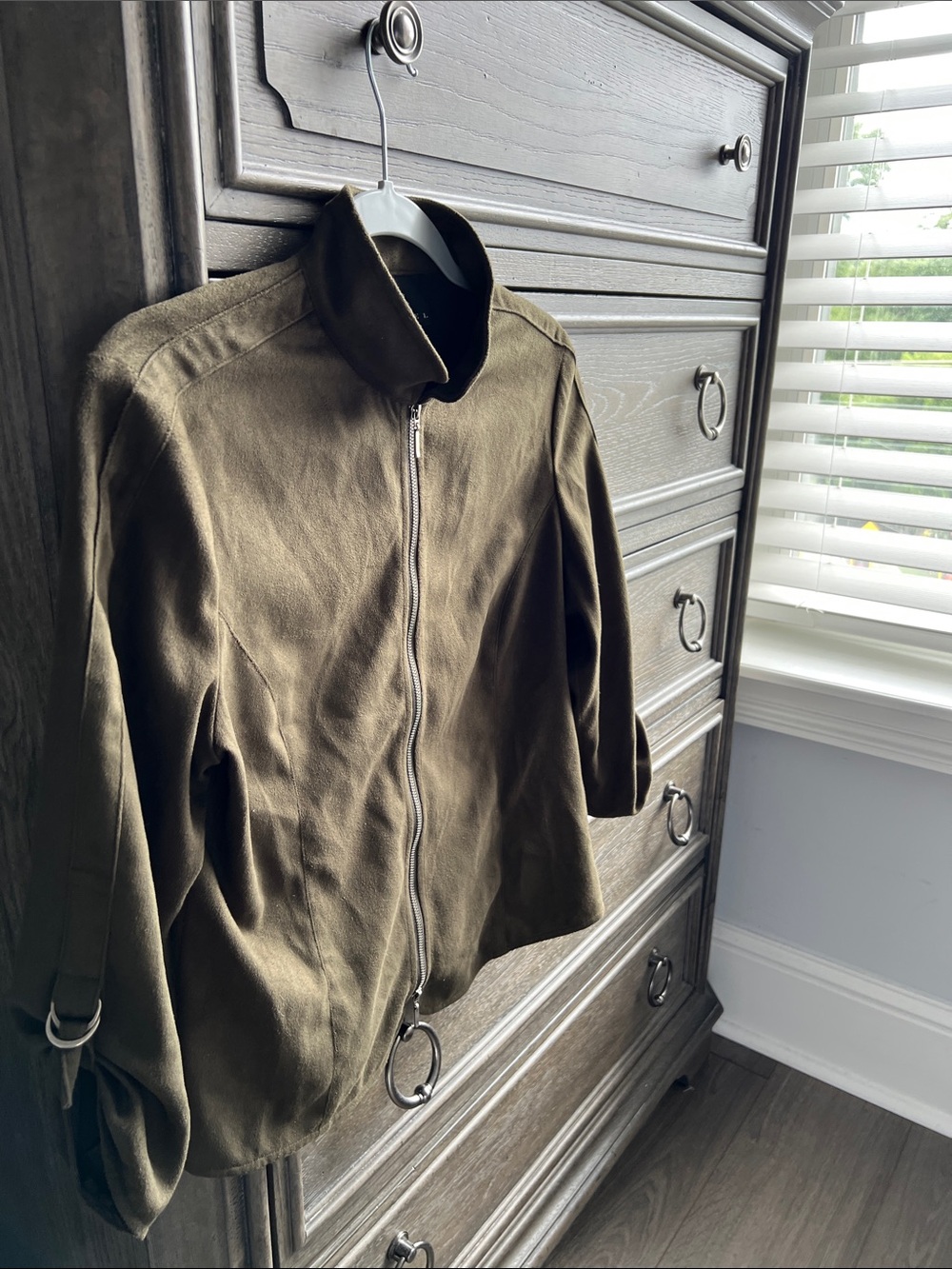Vintage Yansi Fugel Faux Suede Zip Up Jacket Green Size S